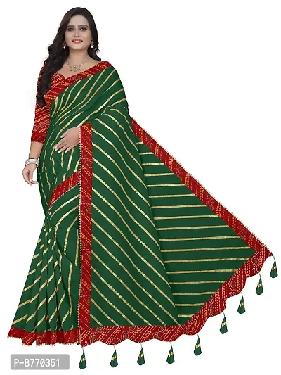 GRIFEZ Women's Vichitra Fancy Sarees (Dark Green)