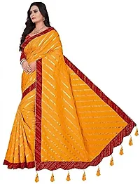 GRIFEZ Women's Vichitra Fancy Sarees (Yellow)-thumb2