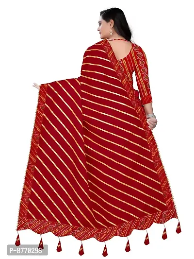 GRIFEZ WOMEN'S LAHERIYA DOLLA SILK SAREES (Red)-thumb2