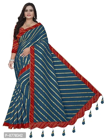 GRIFEZ Women's Vichitra Fancy Sarees (Morpichch)-thumb0