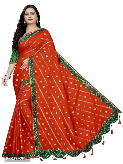 GRIFEZ WOMEN'S VICHITRA SILK FENCY SAREE (ORANGE)