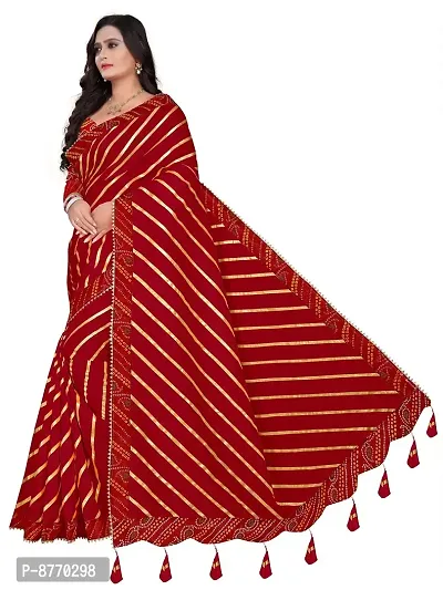 GRIFEZ WOMEN'S LAHERIYA DOLLA SILK SAREES (Red)-thumb3