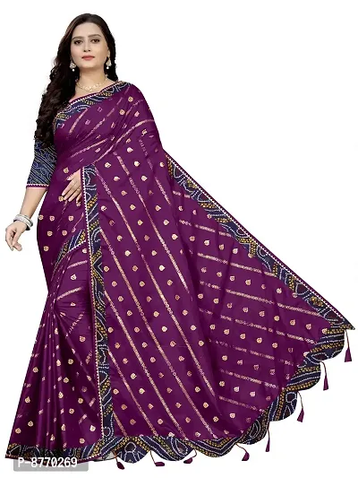 GRIFEZ WOMEN'S VICHITRA SILK FENCY SAREE (PURPLE)