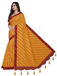 GRIFEZ WOMEN'S LAHERIYA DOLLA SILK SAREES (Orange)-thumb2