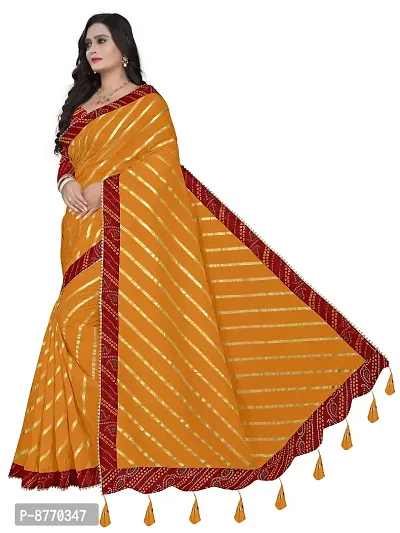 GRIFEZ WOMEN'S LAHERIYA DOLLA SILK SAREES (Orange)-thumb3