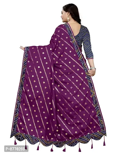 GRIFEZ WOMEN'S VICHITRA SILK FENCY SAREE (PURPLE)-thumb2