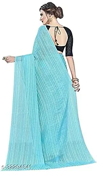 Hemang Fashion Women's Plain Woven Satin Georgette Saree (SKY-N1)-thumb1