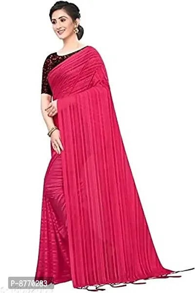 Hemang Fashion Women's Plain Woven Satin Georgette Saree (PINK-N1)-thumb2