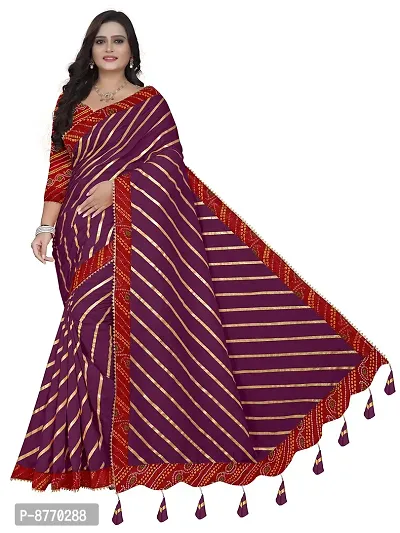 GRIFEZ WOMEN'S LAHERIYA DOLLA SILK SAREES (Purple)