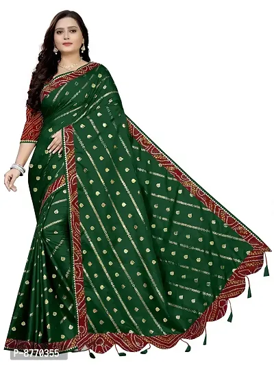 GRIFEZ WOMEN'S VICHITRA SILK FENCY SAREE (GREEN)