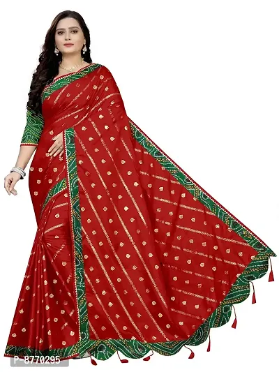 GRIFEZ WOMEN'S VICHITRA SILK FENCY SAREE (RED)