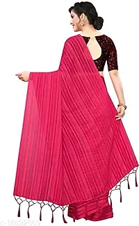 Hemang Fashion Women's Plain Woven Satin Georgette Saree (PINK-N1)-thumb2