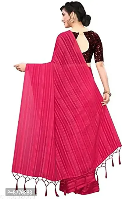 Hemang Fashion Women's Plain Woven Satin Georgette Saree (PINK-N1)-thumb3