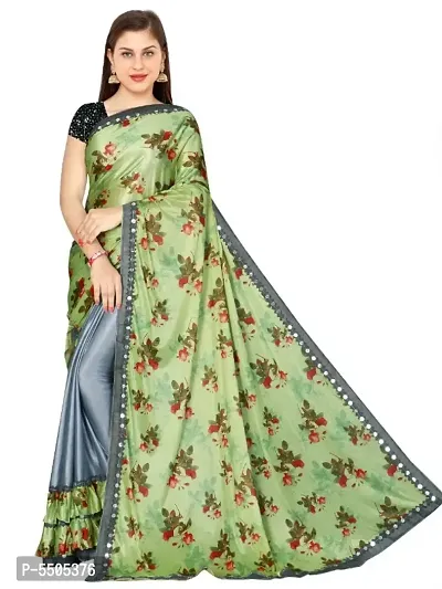 Beautiful Linen Printed Saree with Blouse piece-thumb0