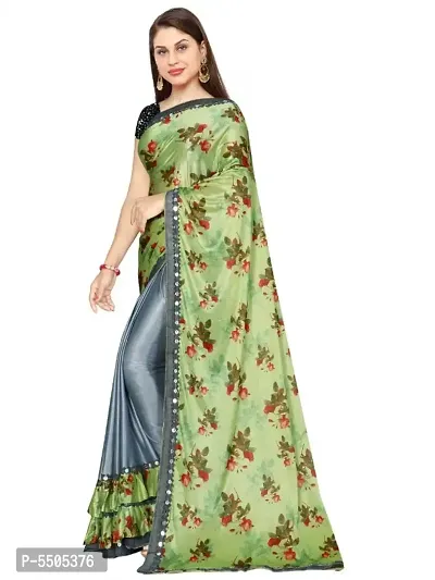 Beautiful Linen Printed Saree with Blouse piece-thumb2