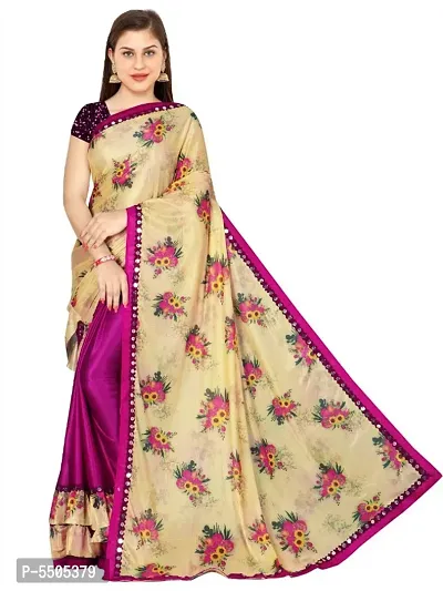 Beautiful Linen Printed Saree with Blouse piece