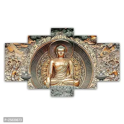 ANIL CRAFT  Set Of Five Gautam Buddha Wall Painting With Frame For Living Room 3D Scenery For Wall (B517X30) Inch.-thumb0