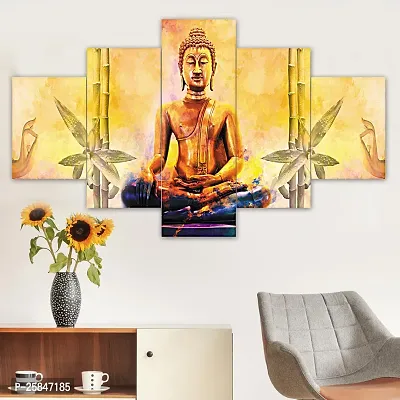 Set Of Five Gautam Buddha Wall Painting With Frame For Living Room 3D Scenery For Wall (B1317X30) Inch.-thumb3