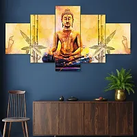 Set Of Five Gautam Buddha Wall Painting With Frame For Living Room 3D Scenery For Wall (B1317X30) Inch.-thumb3