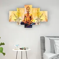 Set Of Five Gautam Buddha Wall Painting With Frame For Living Room 3D Scenery For Wall (B1317X30) Inch.-thumb1