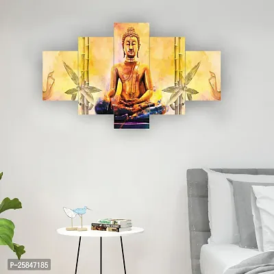Set Of Five Gautam Buddha Wall Painting With Frame For Living Room 3D Scenery For Wall (B1317X30) Inch.-thumb2