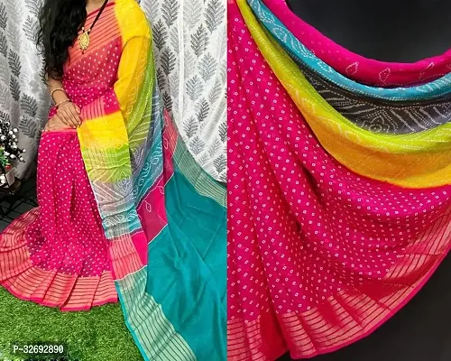 Elegant Multicoloured Chiffon Printed Saree With Blouse Piece For Women-thumb0