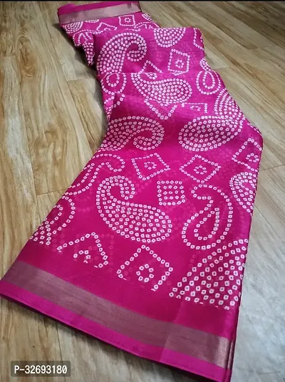 Elegant Pink Cotton Printed Saree With Blouse Piece For Women-thumb0