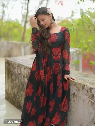 Stunning Georgette Printed Gown with Dupatta Set For Women-thumb2