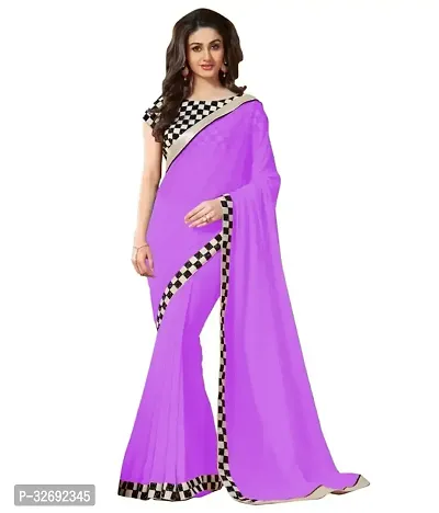 Elegant Multicoloured Georgette Solid Saree With Blouse Piece For Women-thumb0