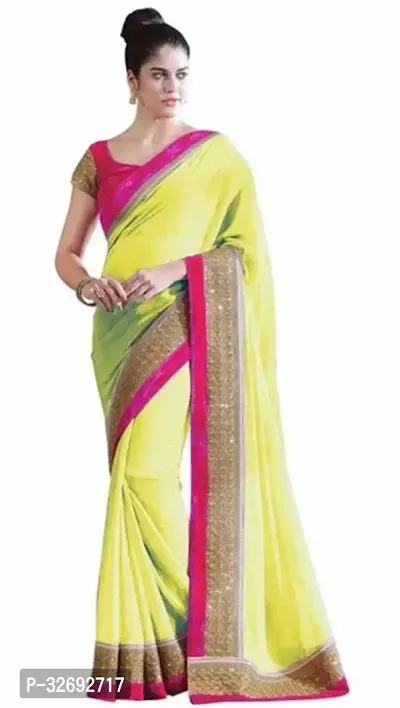 Elegant Yellow Georgette Solid Saree With Blouse Piece For Women