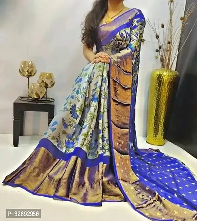 Elegant Multicoloured Chiffon Printed Saree With Blouse Piece For Women-thumb0