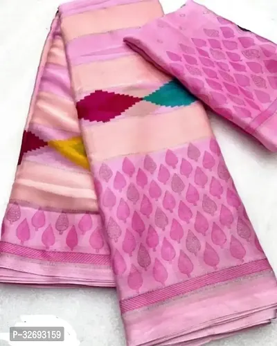 Elegant Pink Chiffon Printed Saree With Blouse Piece For Women