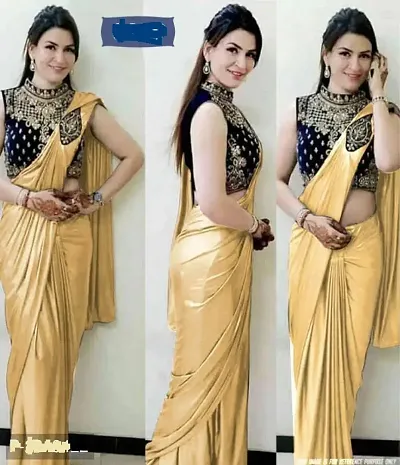 Trendy Satin Solid Saree with Blouse piece