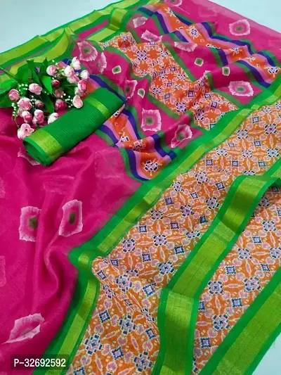 Elegant Multicoloured Cotton Printed Saree With Blouse Piece For Women