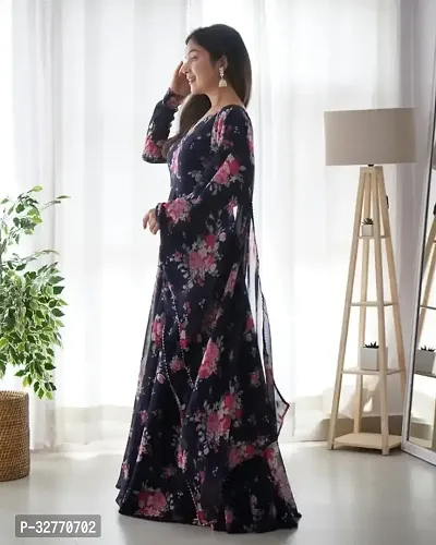 Stunning Georgette Printed Gown with Dupatta Set For Women-thumb2