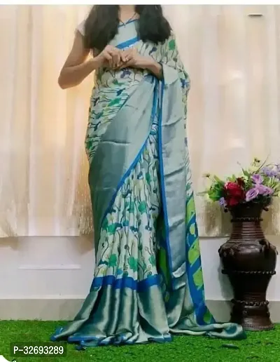 Elegant Multicoloured Chiffon Printed Saree With Blouse Piece For Women