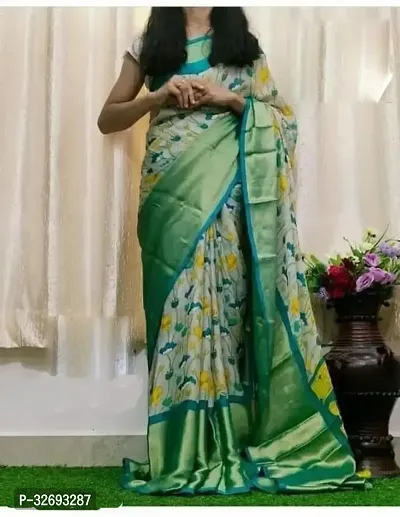 Elegant Multicoloured Chiffon Printed Saree With Blouse Piece For Women-thumb0