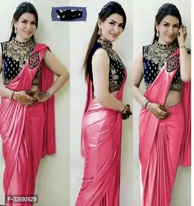 Elegant Pink Silk Blend Self Pattern Saree With Blouse Piece For Women-thumb0