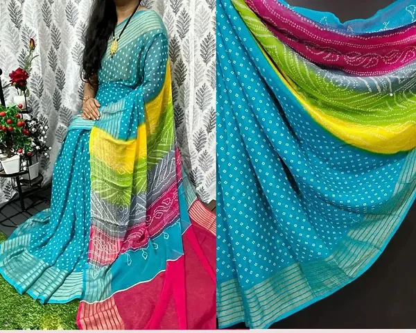 Stylish Chiffon Saree with Blouse piece