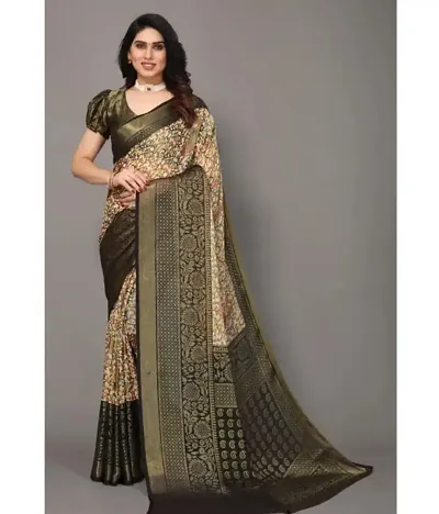 MAHALAXMI FAB Women's Chiffon Brasso Saree with Blouse Piece