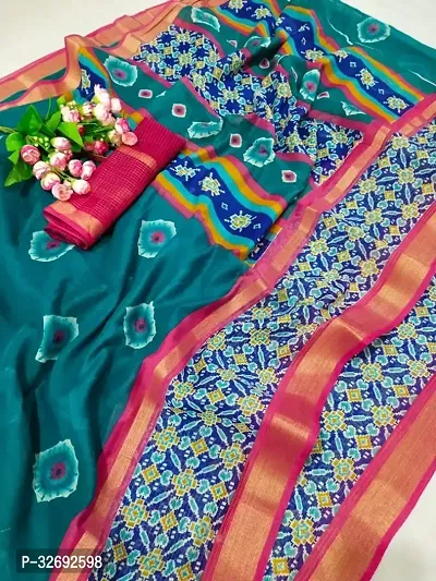 Elegant Multicoloured Cotton Printed Saree With Blouse Piece For Women