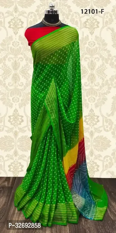 Elegant Multicoloured Chiffon Printed Saree With Blouse Piece For Women-thumb0