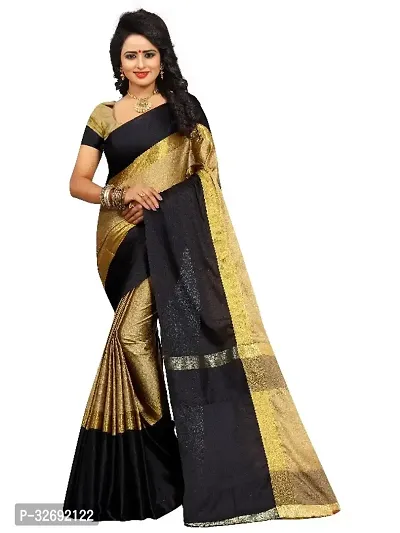 Elegant Multicoloured Cotton Silk Solid Saree With Blouse Piece For Women