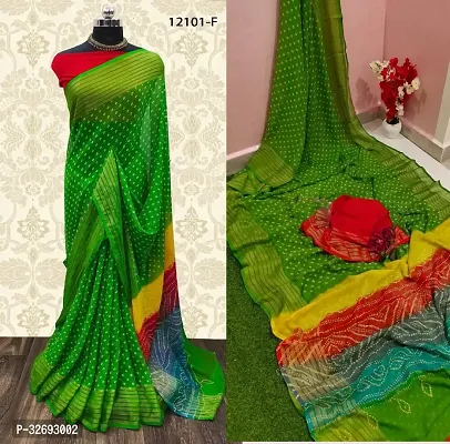 Elegant Multicoloured Chiffon Printed Saree With Blouse Piece For Women-thumb0