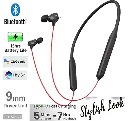 One Plus 50 Hrs Battery Backup Bluetooth Neckband With Mic And Extra Bass Red