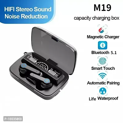 PODS M 19 Wireless Bluetooth Earbuds TWS Mirror Surface Touch Control Digital Display Headphones-thumb0