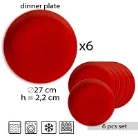 Anu**plastic material  lightweight Microwave Safe  Unbreakable Round Full Dinner Plates (Set of 6, Red) 11 inch-thumb1