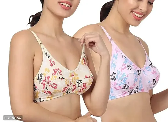 Women Cotton Full Coverage Lightly Padded Wire Free Bra Pack Of 2