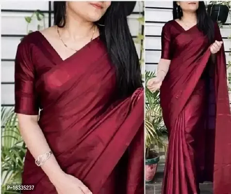 Stylish Art Silk Maroon Solid Saree with Blouse piece