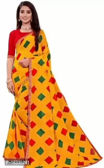 Stylish Art Silk Multicolor Printed Saree with Blouse piece-thumb0